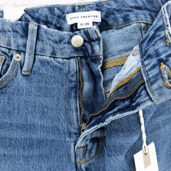 NWT GOOD AMERICAN Good 90s Iconic Baggy Jeans Blue812 Wash Ripped Size 0/25 - Picture 8 of 11